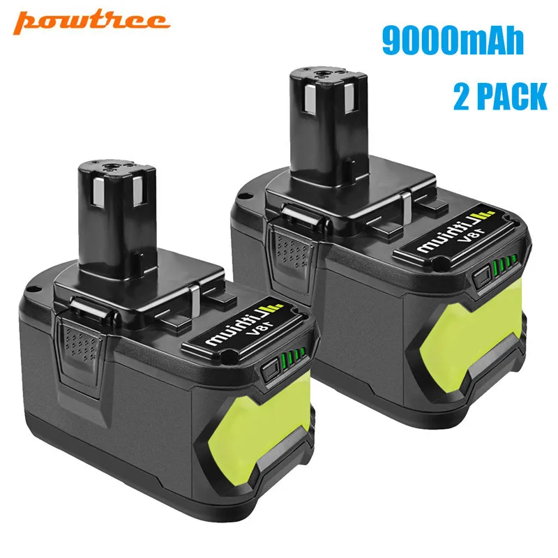 9000mAh 2pack Bonadget Замена для Ryobi 18 в 6000 мАч 9000 мАч P108 батарея RB18 литий-ионная аккумуляторная батарея блок электроинструментов - Цвет: 9000mAh 2pack