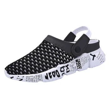 

Slip On Sandals Mens Outdoor Leisure Mens Flat Mesh Breathable Non-Slip Sandals Flip Flops Beach Shoes Round Toe Flats Shoes