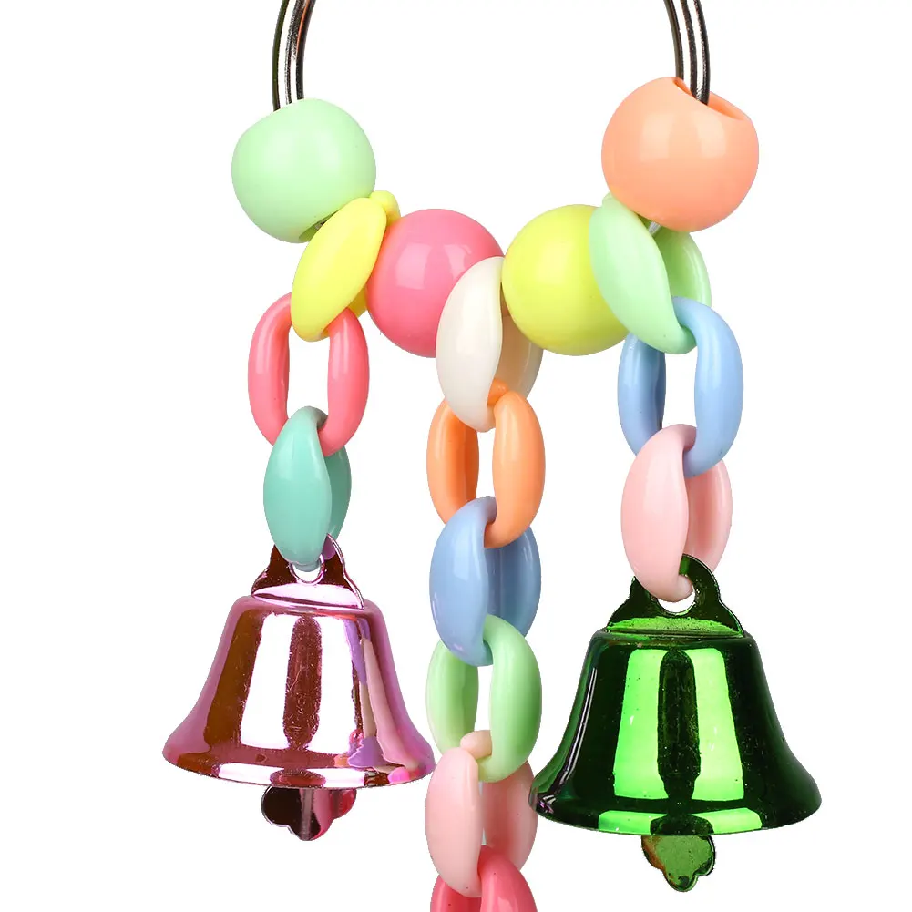 Животное птица попугай Красочные Подвесные жевательные акриловые колокольчики жевательные игрушки качель для птичьей клетки
