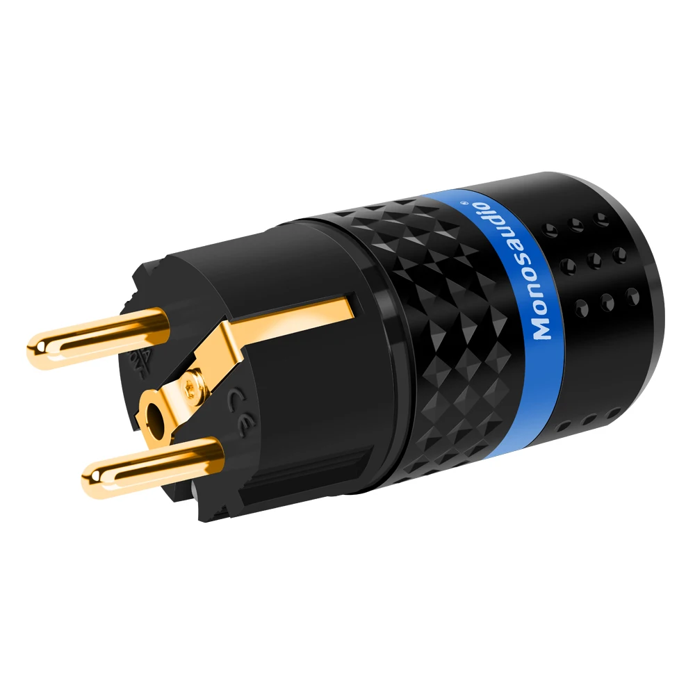 

E102G/F102G Pure Copper Gold Plated EU Plug Type Schuko Power Plug Hifi Connectors 99.998% Pure Copper connector