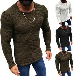Wenyujh мужской осенний вязаный свитер с длинными рукавами, приталенный Однотонный свитер 2019 зима, новые модные теплые свитера мужские топы