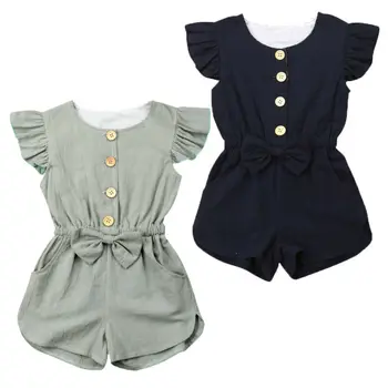 

1-6T Baby Girls Rompers Short Sleeve Jumpsuit One Piece Playsuit Sunsuit Toddler Kids Girl Overalls Summer Outfits Clothes