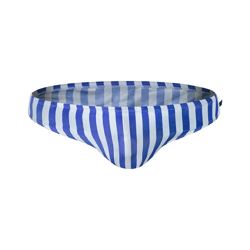Сексуальные мужские полосатые плавки, купальные шорты, боксеры, мужские пляжные плавки, купальный костюм Sunga masculina praia - Цвет: Light Blue White