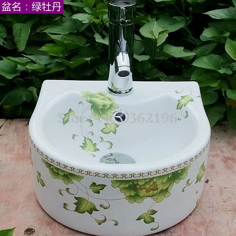 Taiwan Basin One Small Balcony Wash Basin Small Family Ceramic Floor-to-ceiling Wash Basin Bathroom Corner Hanging Basin