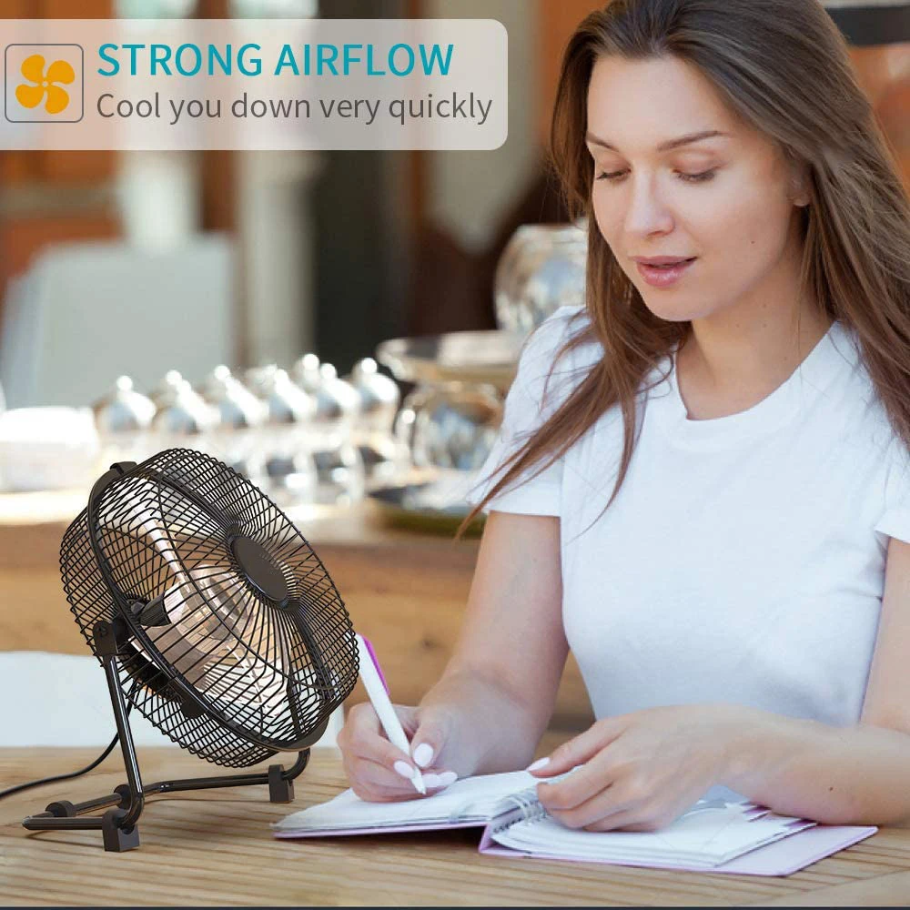 9 Inch Desk Fan USB Powered with USB plug Quiet Portable Fan 2 Speeds Cooling for Home Office Table