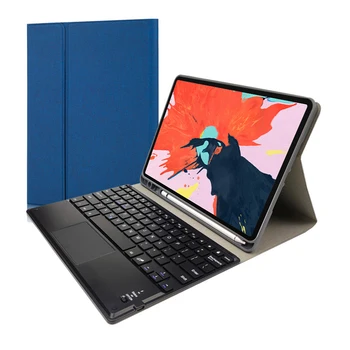 

For 2020 iPad Pro 12.9 Inch Bluetooth Keyboard Tablet Protective Pen Holder Cover with Wireless Touchpad Keyboard Leather Case