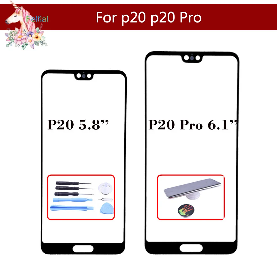 10pcs/lot For Huawei P20 / P20 Pro Touch Screen Front Glass Panel TouchScreen LCD Outer Display Lens P20 Front Glass Replacement
