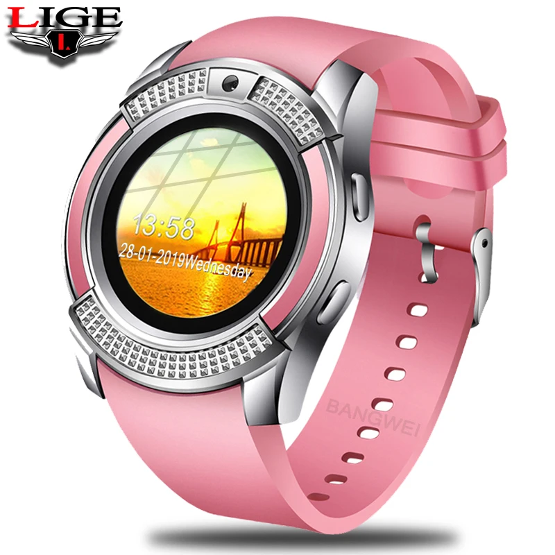 

LIGE 2019 New Women Smart Watch LED Color Screen Fashion Sport Pedometer Watch Android Smart Phone Watch Relogio inteligente