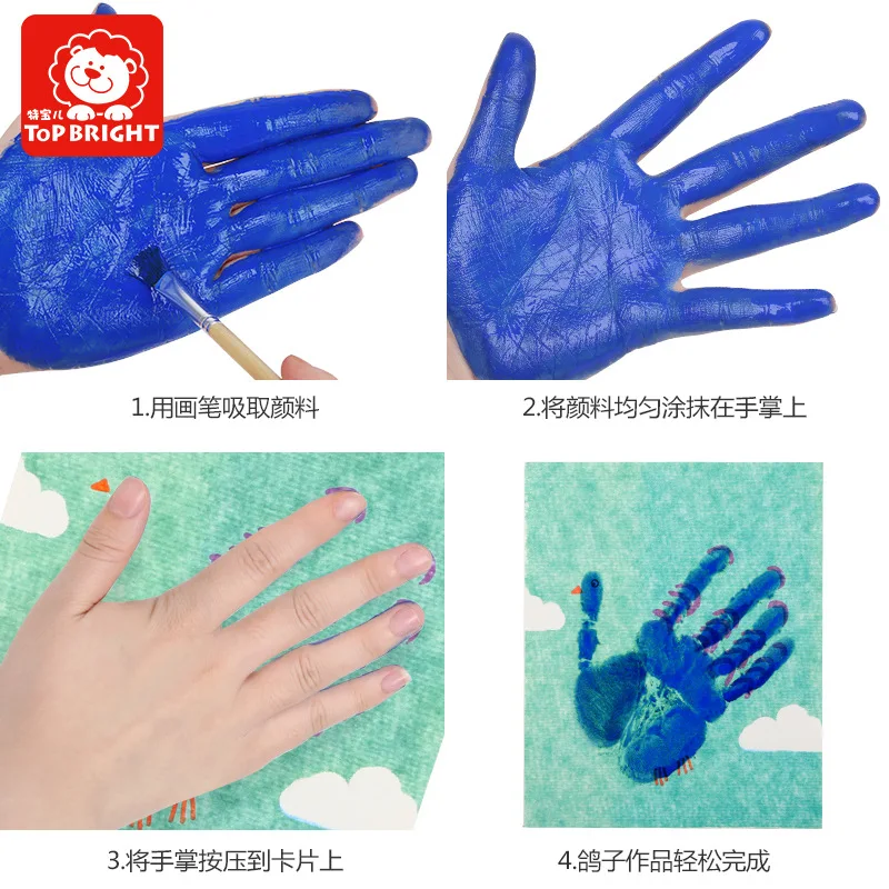 

TOPBRIGHT Children Non-toxic-Washing Painting Pigment Baby Graffiti Suit Handprint Painting 6 Color Finger Painting