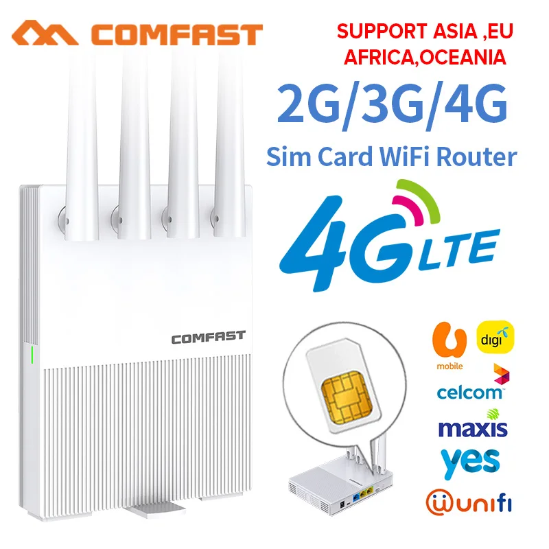 4G SIM Card Wifi Router 4G LTE CPE 300Mbps CAT4 32 Wifi users Plug and