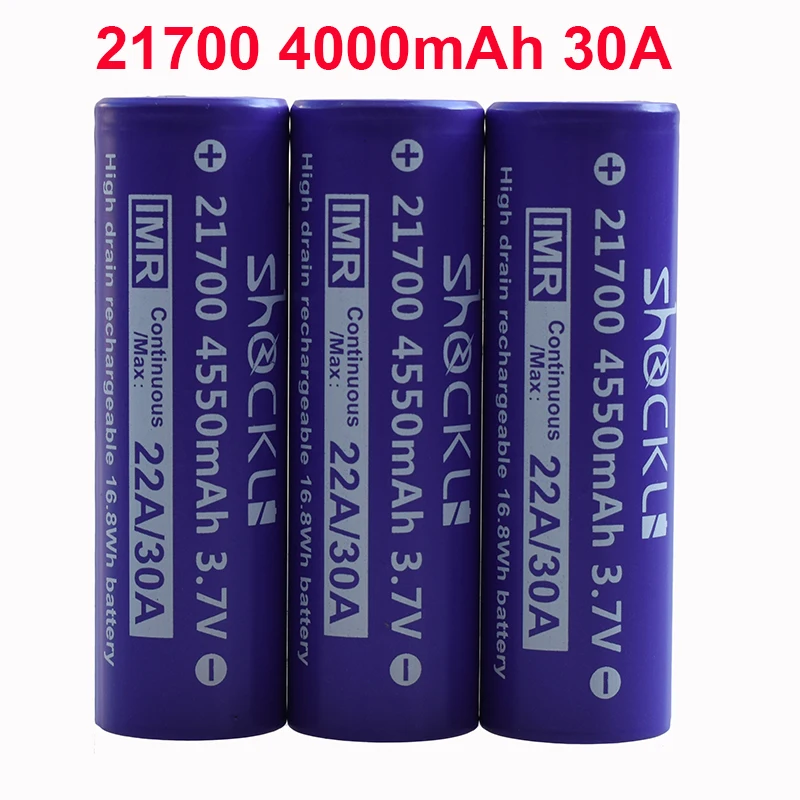 Shockli 21700 4550mAh 3,7 V литий-ионная аккумуляторная батарея 30A с высоким дренажным разрядом 21700 батарея для паровых фонарей