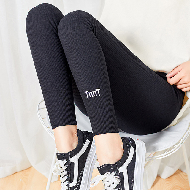 Warm Leggings for Women Letter Printing Warm Pants for Women Lamb Wool All-Match