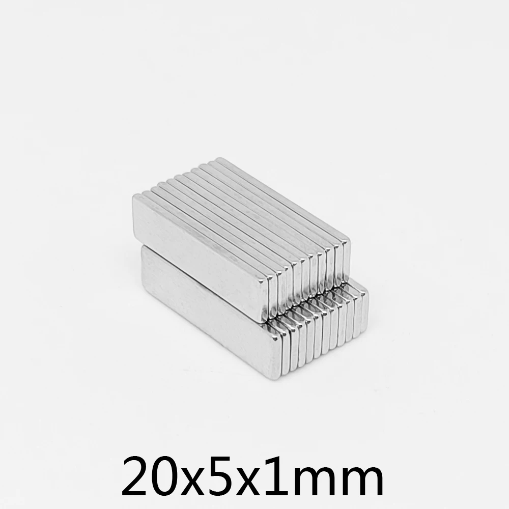 20 500PCS 20x5x1 Thin Strong Sheet Rare Earth Magnet N35 Rectangular Neodymium Magnets 20x5x1mm Block Search