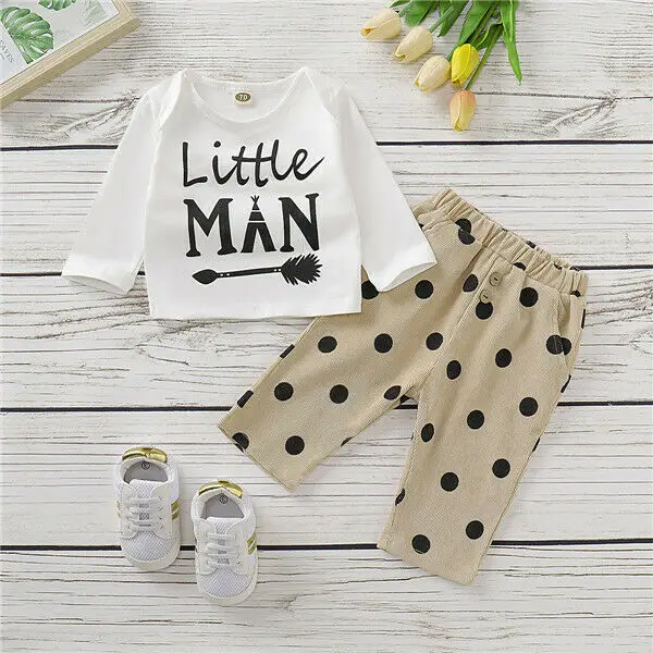 

0-18M Infant Newborn Baby Boys Clothes Set Cute Little Man Long Sleeve Tops Pants Autumn Spring Baby Boy Costumes