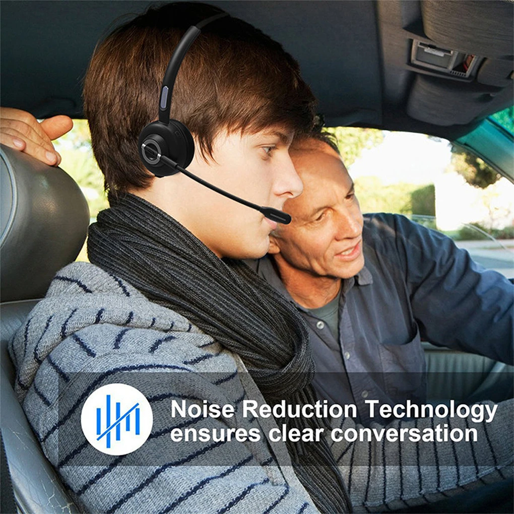 M97 Bluetooth 5 0 Headset Wireless Earpiece with Microphone Over The Head Headphones with Noise Cancelling