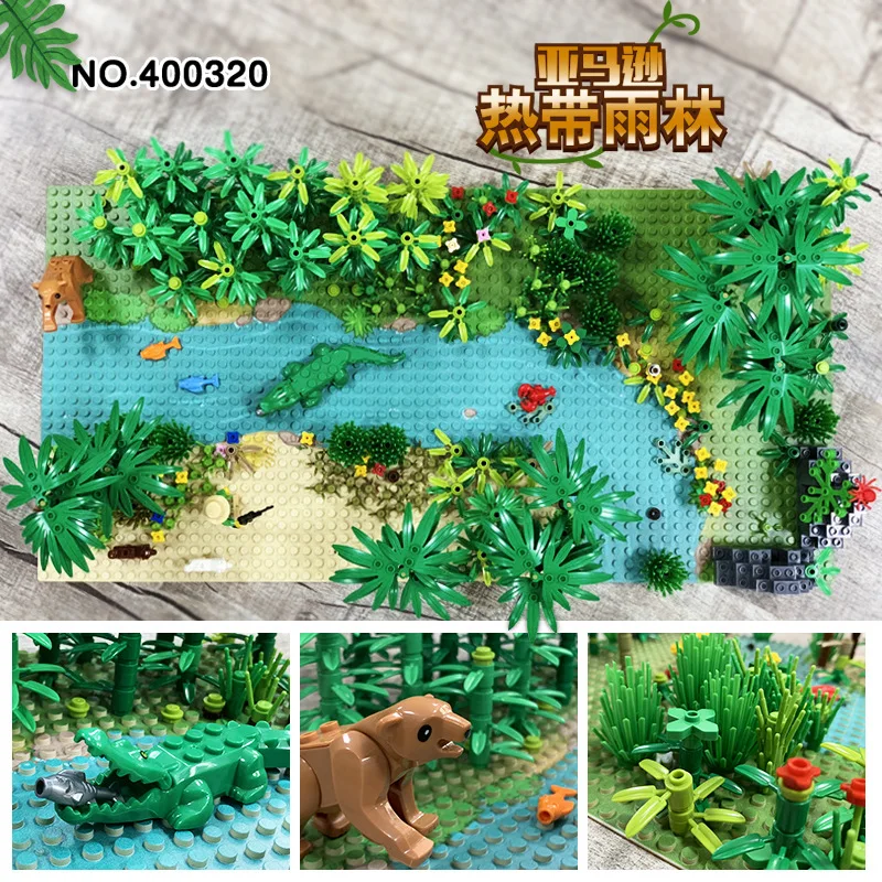 

Hot Sales Small Particles Bottom Plate Scene Collocation Torrid Zone Rainforest Building Blocks Accessories Parts 400320
