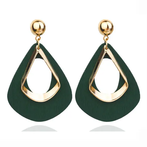 E3352 Green Новые модные серьги деревянные висячие серьги для женщин эффектные геометрические рыболовные свисающие серьги с бриллиантами Винтажные Ювелирные Изделия - Окраска металла: E3352 Green