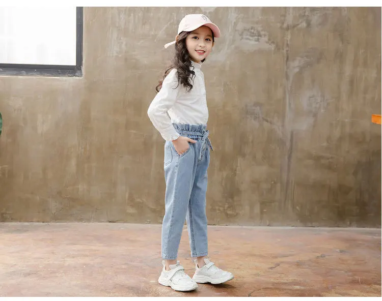 Girl'S Pants New Style Spring And Autumn Korean-style Western Style Jeans Middle And Large CHILDREN'S Trousers GIRL'S High