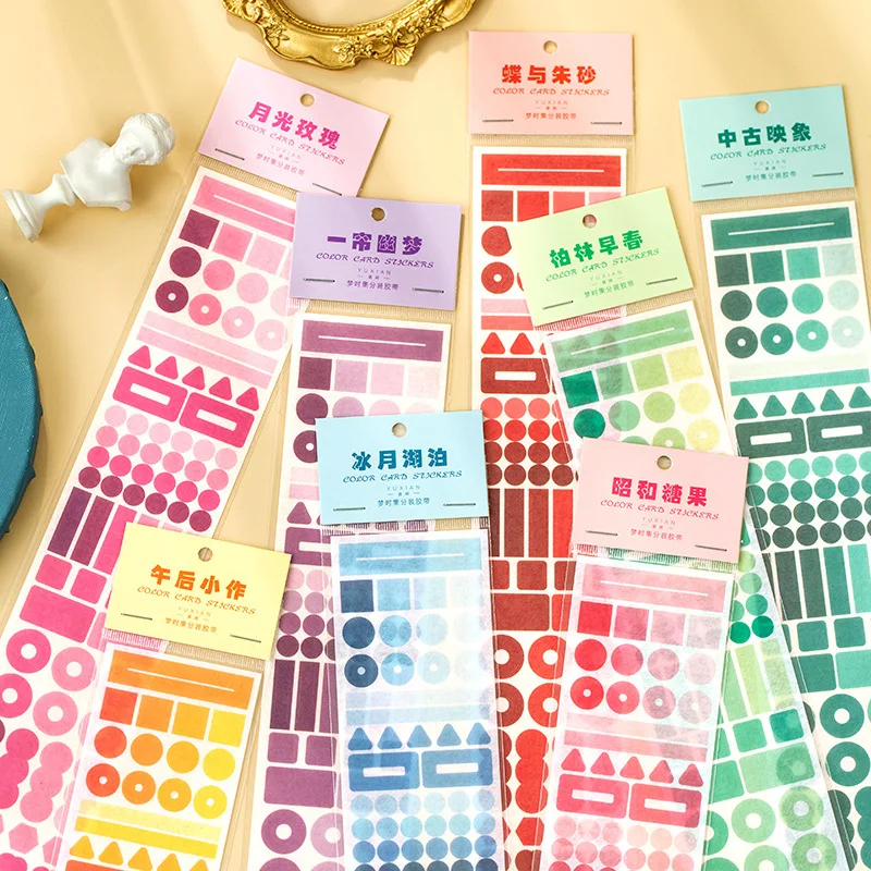 

Die-cutting Journal Decoration Washi Tape With Clip Scrapbook Cut-off Rule Pure Color Masking Tapes