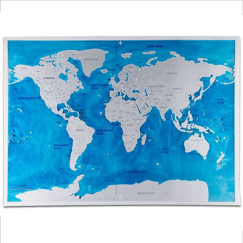 

Scratch Off World Map Ocean Edition-Travelers Explorers Gift Office Supplies Social Studies Materials Educational Accessories