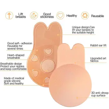 

Sexy Nipple Cover Silicone Ribbon Breasts Push Up Bra Reusable Invisible Sticky Pads Bralett Nipple Breast Rabbit Cover Bra T8U2