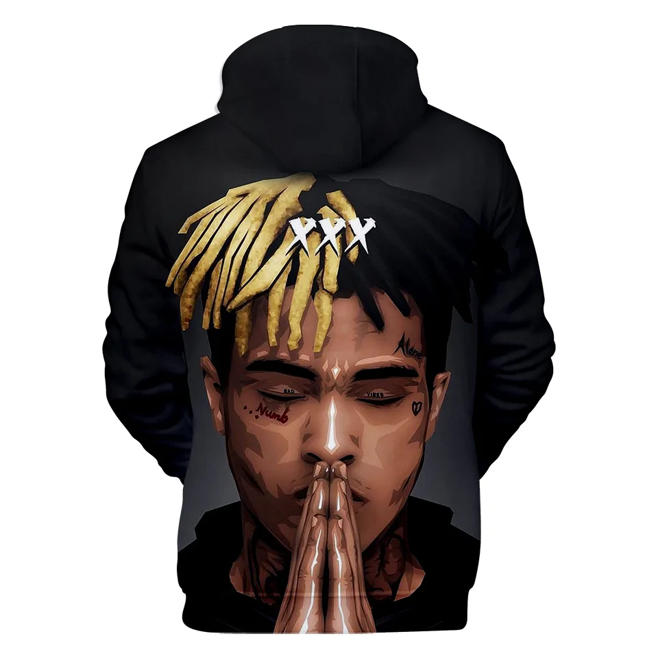 Rapper XXX Tentacion XXXTentacion 3D толстовки для мужчин/мальчиков пуловер передний карман уличная хлопковая толстовка хип хоп верхняя одежда