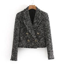 RR Double Breasted Blazers Women Fashion Casual Notched Texture Jackets Women Elegant Short Suits Female Ladies KE