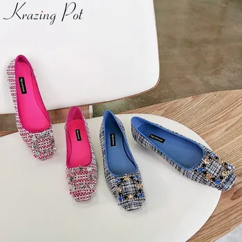 

comfortable mixed colors shallow slip on ballet flats square toe shallow driving dance shoes comfortable women spring shoes L01