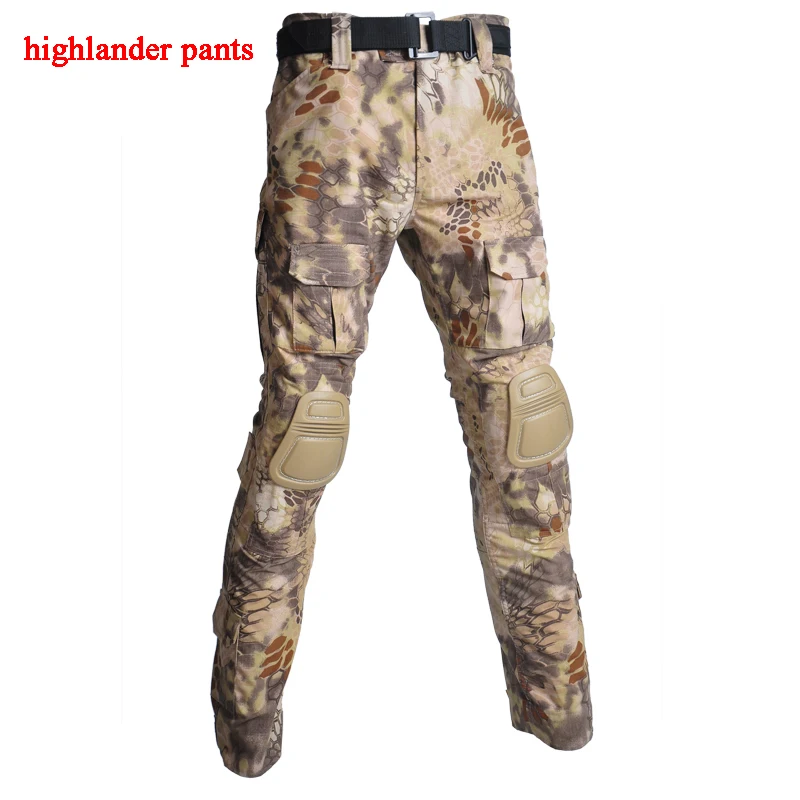pants highlander Уличная Военная тактическая Униформа для страйкбола Пейнтбольная камуфляжная охотничья одежда унисекс дышащая Боевая Стрельба Armys костюмы - Цвет: pants highlander
