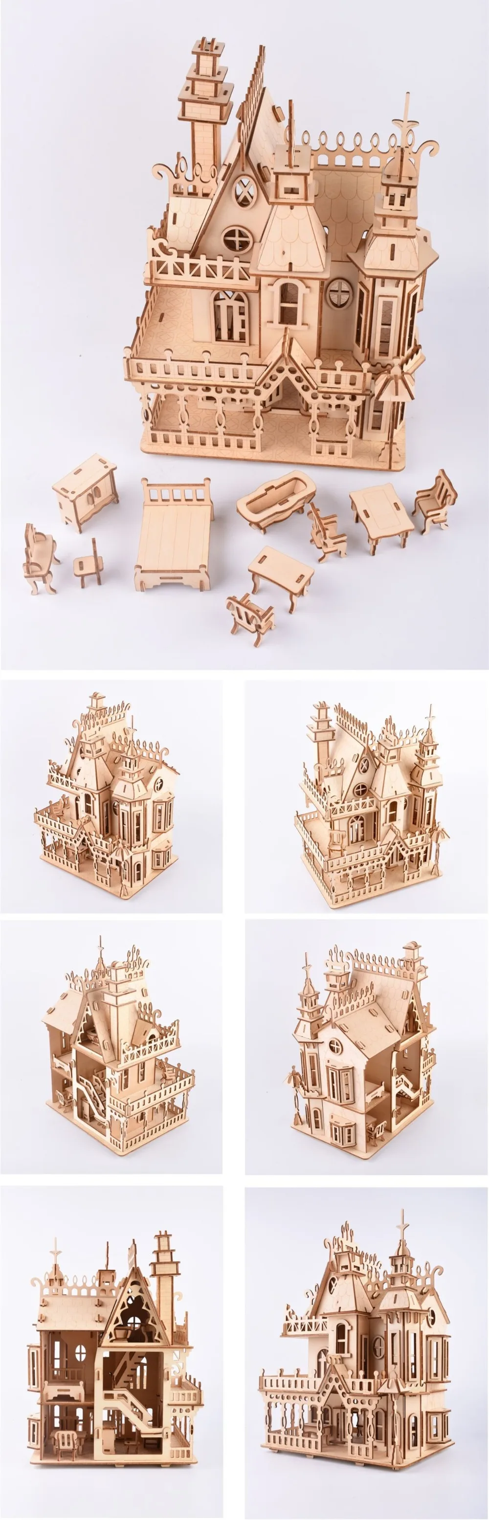 Готическая вилла DIY 3D деревянные головоломки деревянные ремесла сборки набор резки деревянные игрушки для Рождественский подарок 3214