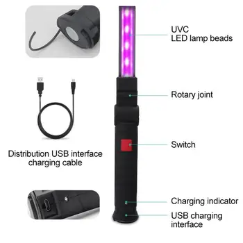 

Portable USB Charging UV Ultraviolet Lamp Germicidal Lamp Ozone Sterilizer Mites Lights Disinfection Stick Germicidal Lamps New