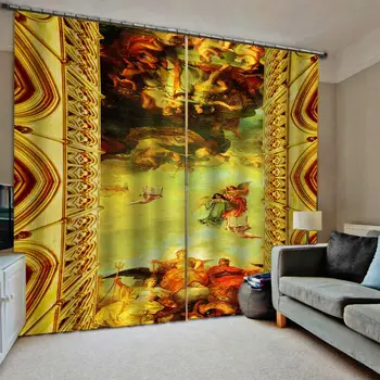 

European 3D Curtains angel design Curtains For Living Room Bedroom European style oil painting modern living room curtains