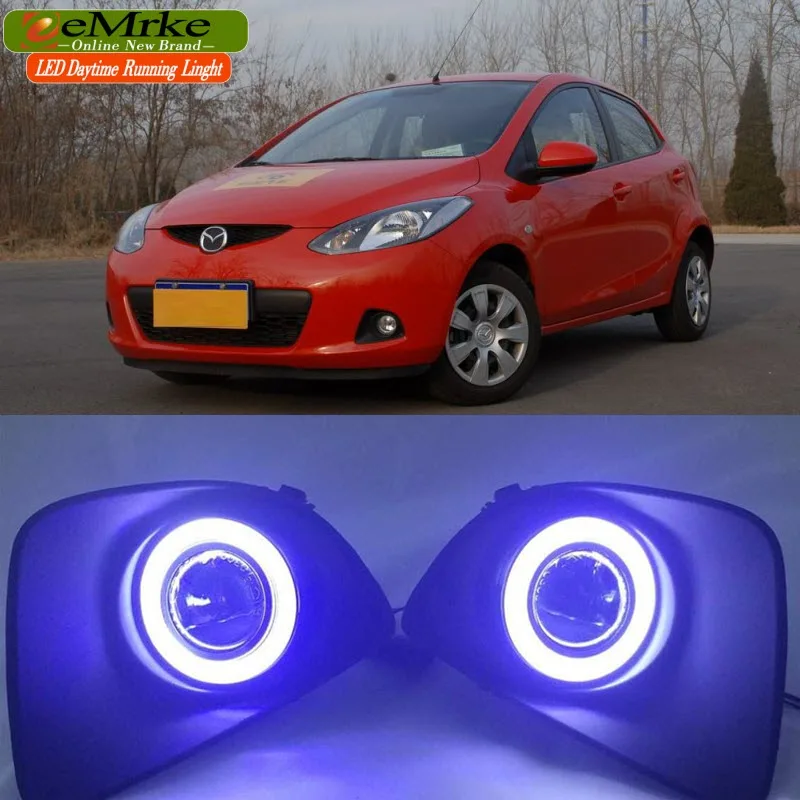 EeMrke для Mazda 2 Demio 2008 2009 2010 (DE светодиодный ангельские глазки DRL дневные ходовые огни