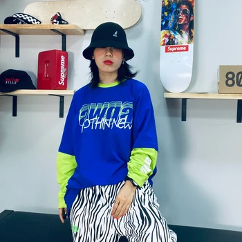 

Fashion Jazz Dance Costumes Loose Long Sleeve Tops Hip Hop Dacing Clothes For Girls Adult Performance Street Dance Wear DQS4254