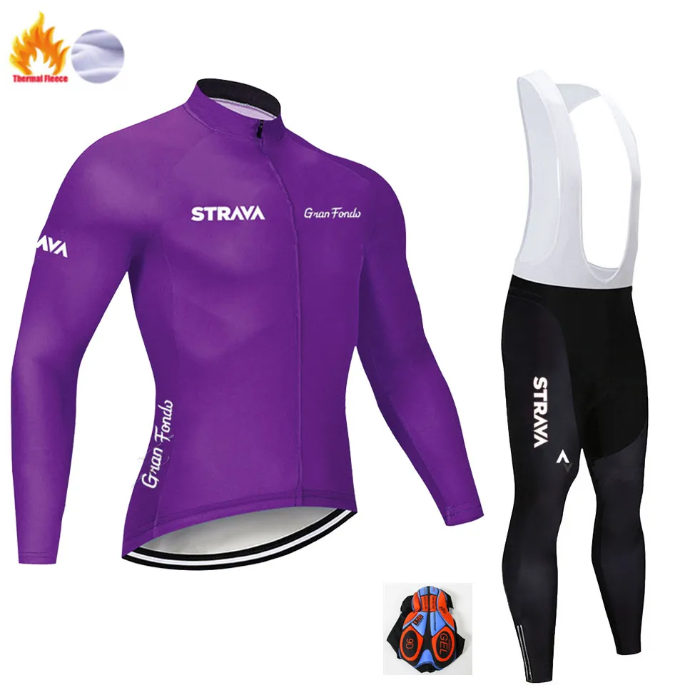 Winter Cycling suit Велокофты Strava с длинным рукавом Зимняя Теплая Флисовая одежда для велосипеда MTB велосипедная Одежда Майо Ropa Ciclismo Hombre 9D гель - Цвет: Winter Cycling suit