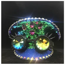 Для женщин Для Мужчин зеленый шлем полиции стимпанк Панк шестеренка очки Производительность военная шляпа Детская атласная фуражка капитана клуб душ Защитная шляпа 3 Размеры