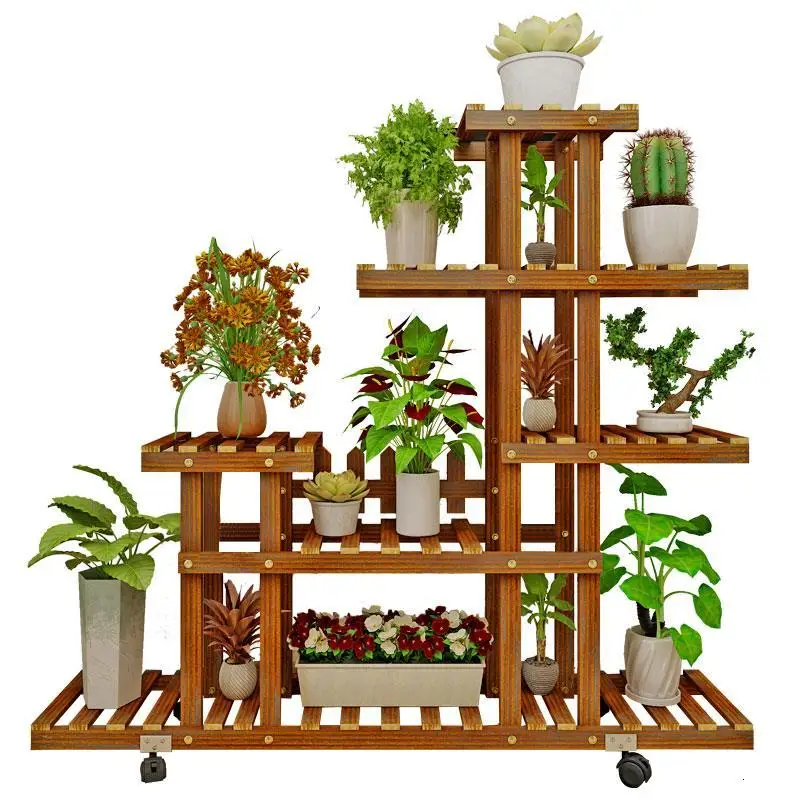 Get Para Plantas Indoor Pot Stojaki Huerto Urbano Madera Plant Rack Dekoration Balcony Shelf Stojak Na Kwiaty Flower Stand