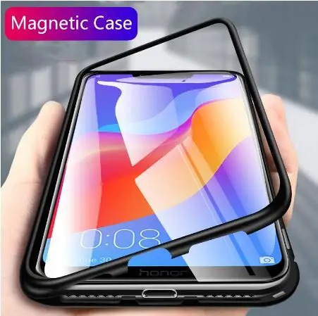 

Metal Magnetic Adsorption Case For iphone 7 8 Plus Case For iphone X XR XS Max 6 6S Phone Tempered Glass Magnet Protective Cover