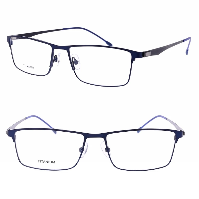 Титановая оправа для очков, мужские ультралегкие квадратные очки, Мужская металлическая оптическая оправа - Цвет оправы: Синий