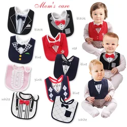 Ropa hidrofílica tridimensional para bebé, Babero con forma de vestido de caballero para niños, babero de alimentación impermeable de tres capas, eructo gratis