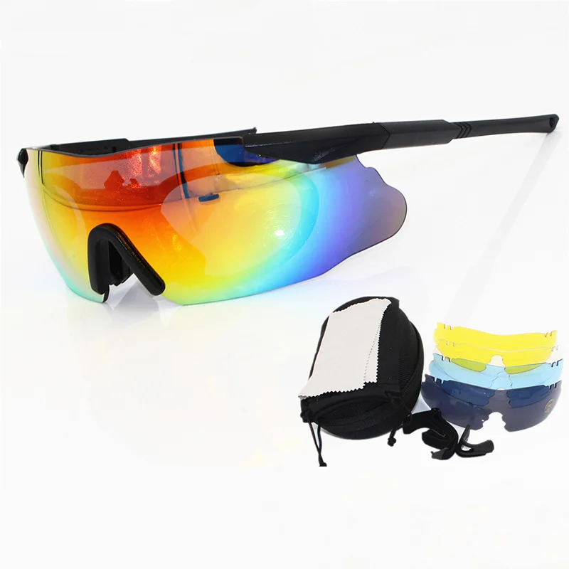 New Cycling Glasses Explosion Proof 5 Lens Safety Glasses Men Women MTB Bicycle Glasses TR90 Frame Outdoor Riding Goggles - Цвет: 5 lens set
