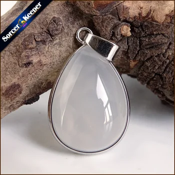 

A+ Real Natural Gem Stone Blue Chalcedony Agates Cabochon Beads Crystal Necklace & Pendant Women Accessories bijou Jewelry PS561