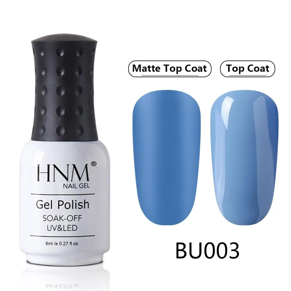 HNM Blue Gray Matte Effect Gel Nail Polish Need Matt Top Coat Base Semi Permanent UV LED Lamp Hybrid Varnishes Lacquer Gellak - Цвет: BU003