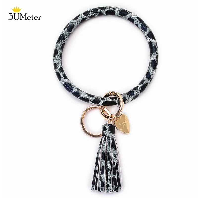 Key ring-21 3UMeter Новая мода браслет цепочка для ключей брелок-браслет из искусственной кожи O/круглый ключ цепь браслет с кисточками для Для женщин и девочек - Цвет: Key ring-21