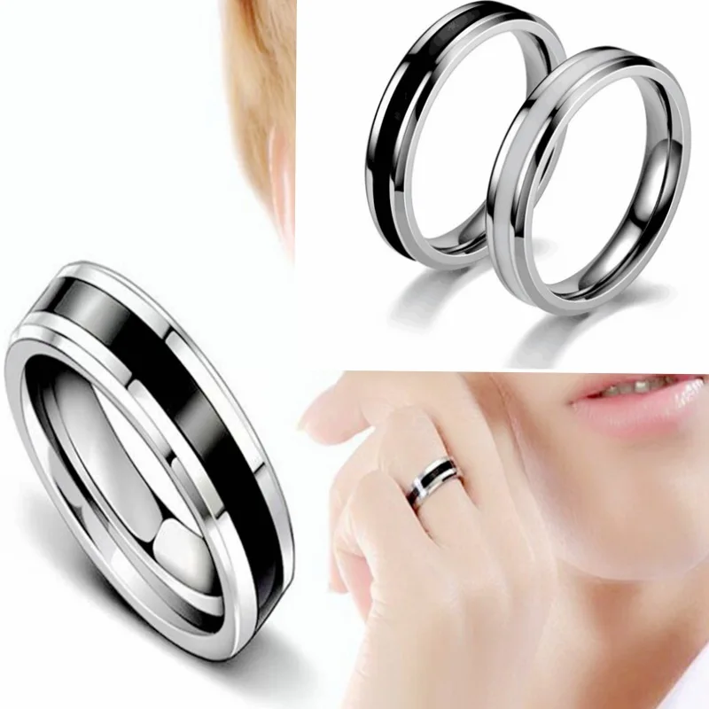 Ramos Stainless steel polished black/white drop rings fashion men and women wedding engagement rings wedding rings finger rings jewelry rings ring jewelry couple rings