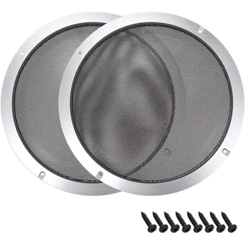 

2Pcs 10 Inches Speaker Grill Mesh Decorative Circle Woofer Guard Protector Cover o Accessories Silver