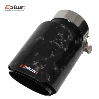 

EPLUS Car smithing Pattern Glossy Carbon Muffler Tip Exhaust System Universal Straight blue Exhaust Mufflers nozzle For Ak