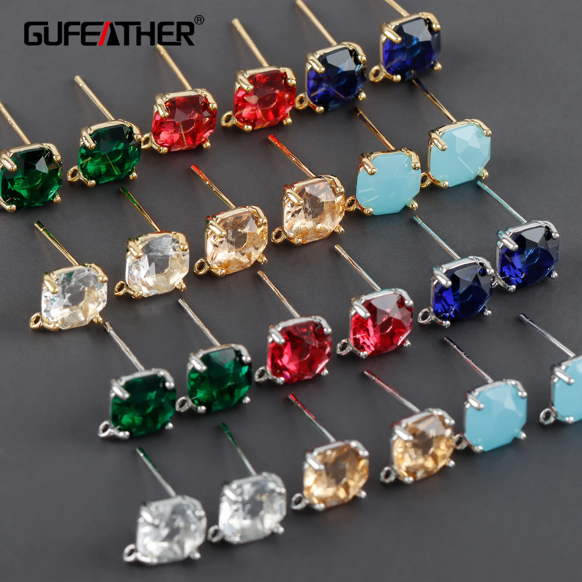 

Набор для изготовления ювелирных изделий GUFEATHER, Набор для изготовления ювелирных изделий из 18-каратного золота с родиевым покрытием, меди, стекла, гвоздиков, 10 шт./лот, MA12