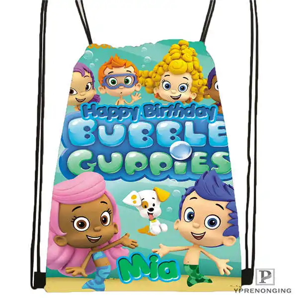 Custom Bubble Guppies походная сумка на шнурке милый рюкзак для детей(черная спинка) 31x40 см#180531-03-23 - Цвет: Drawstring Backpack