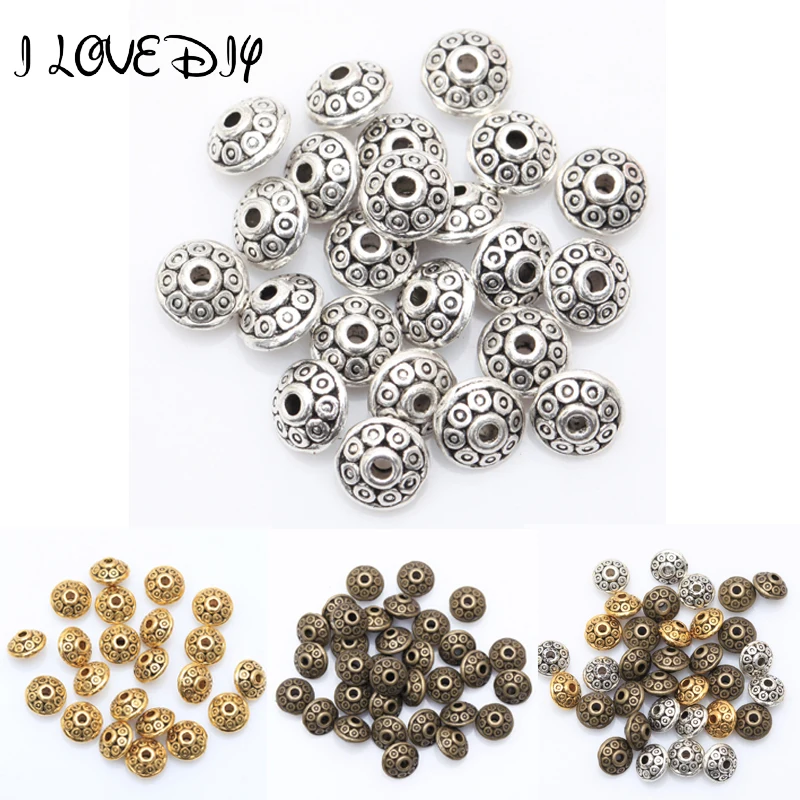 Wholesale 100Pcs Tibetan Silver Metal Charms Loose Spacer Beads Jewelry Making 